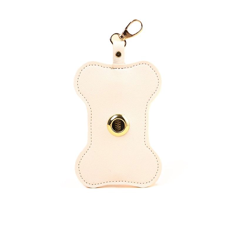 Kremhvit hundeposeholder i skinn - Hundebeinformet