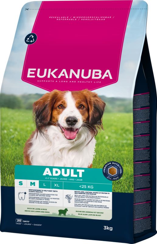 Eukanuba Adult Small/Medium Breed Lam & Ris 3kg