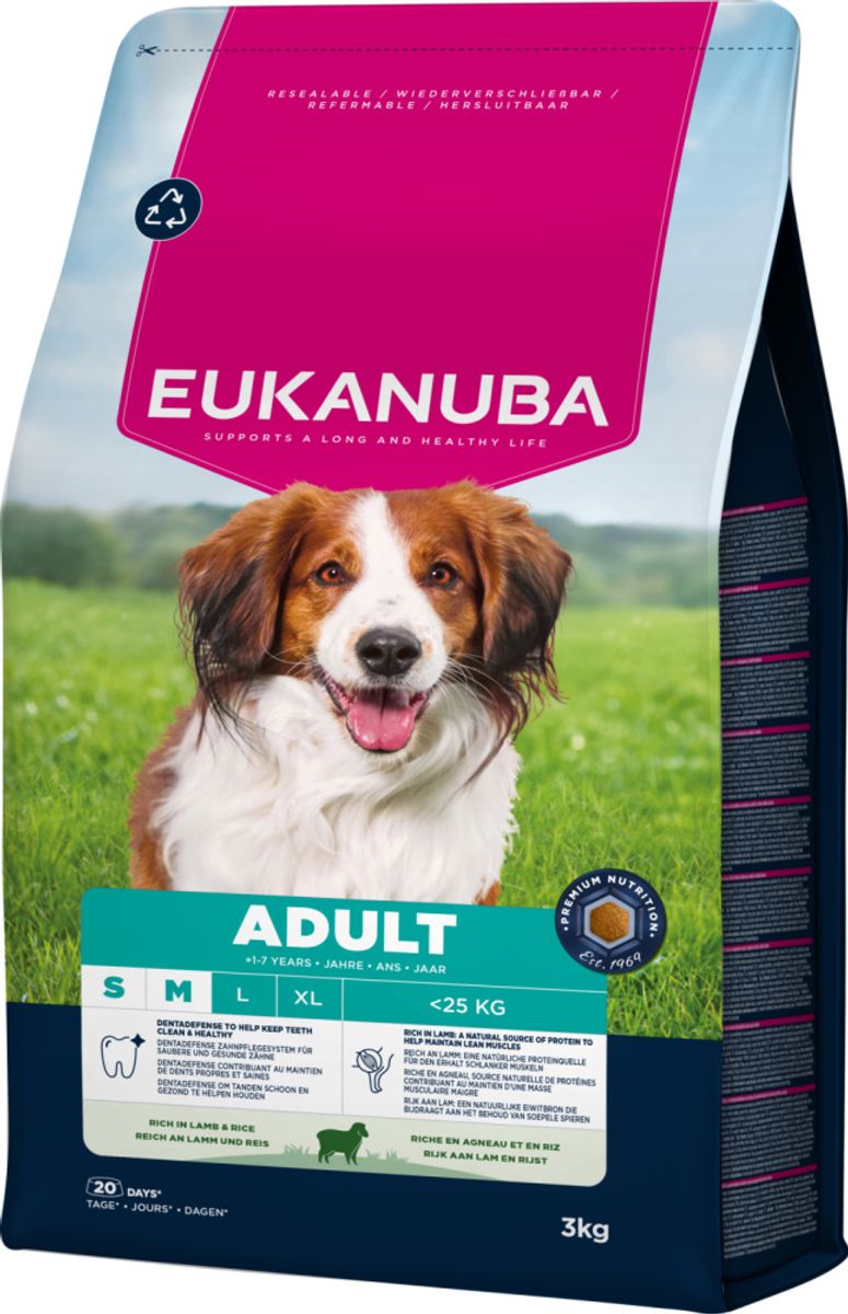 Eukanuba Adult Small/Medium Breed Lam & Ris 3kg