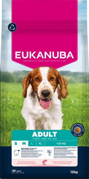 Hovedbilde Eukanuba Adult Small/medium Laks og Bygg 12kg
