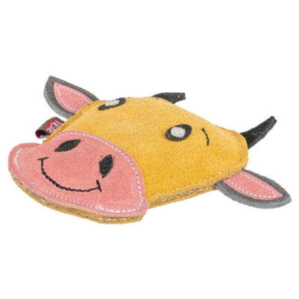 Hovedbilde Ku hundeleke i solid lær - 19cm