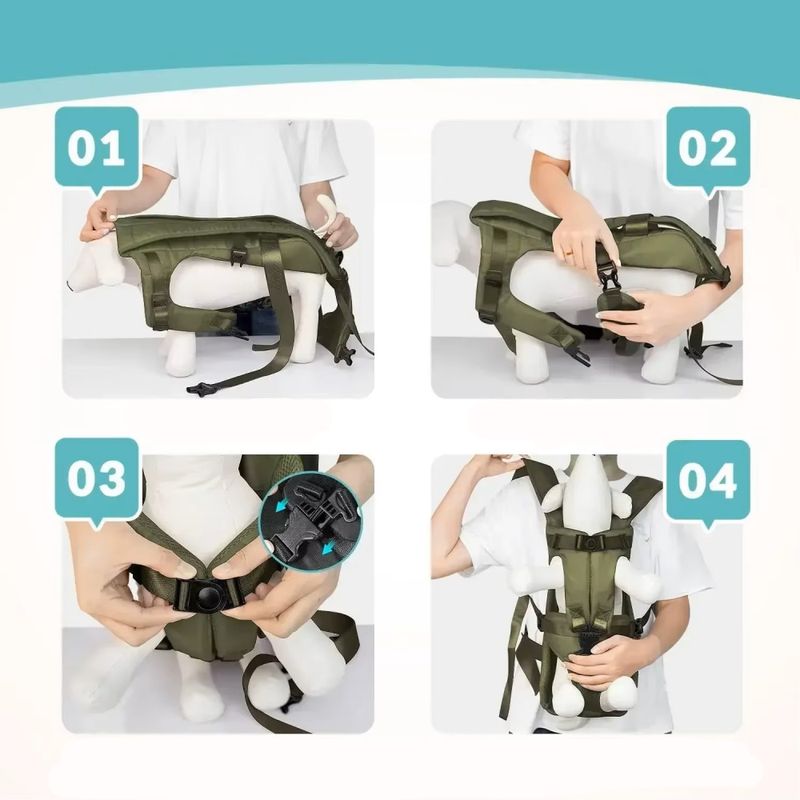Sort ergonomisk bæresele til hund, 4 størrelser