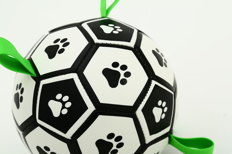 Oppblåsbar fotball til hund - solid, spretten ball for aktiv lek og trening, Ø: 15 cm