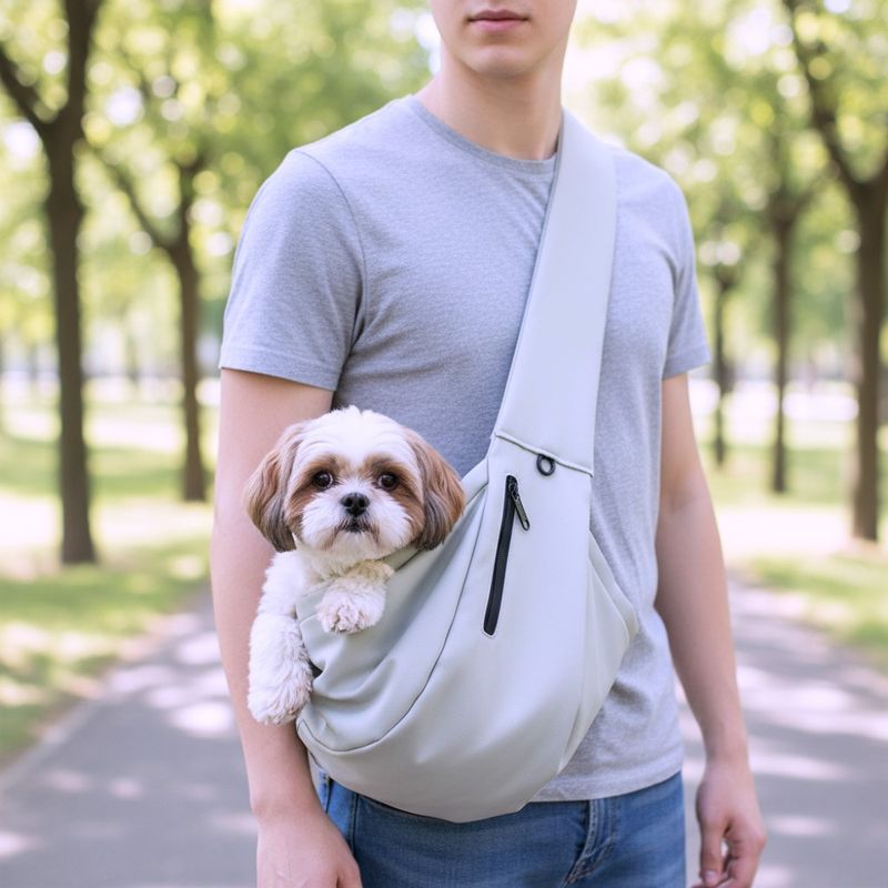 Lys grå crossbody hund- og katteveske 
