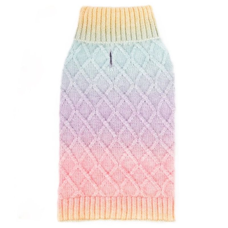 Pastell regnbue ombre strikket hundegenser 