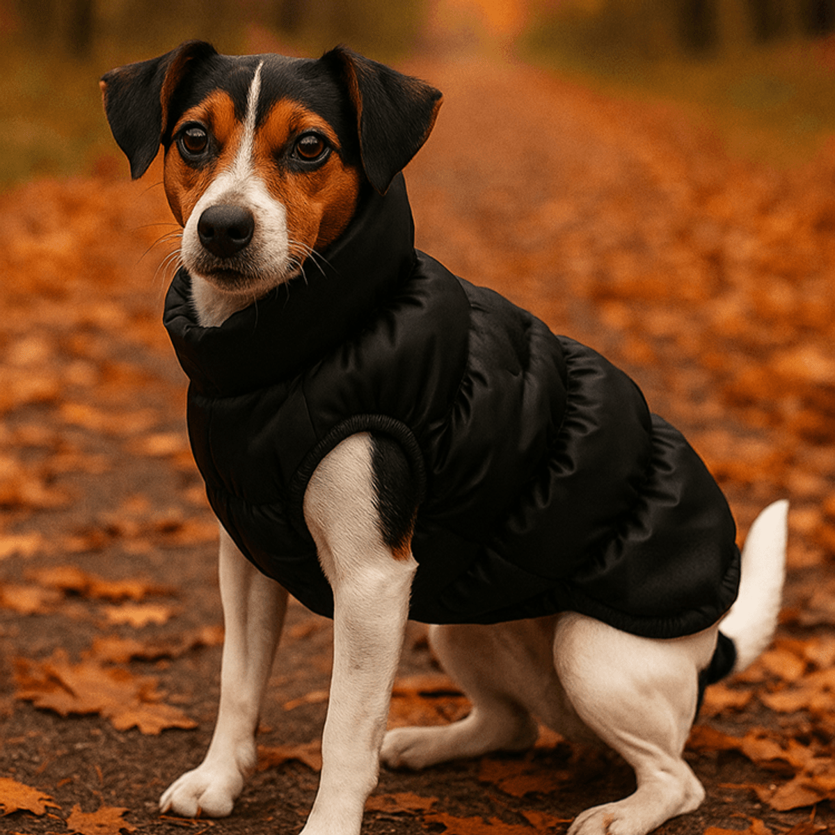 Sort boblejakke til hund