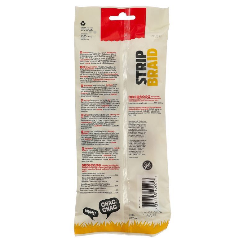 3pk Small Chicken strip flettet tygg til hund 