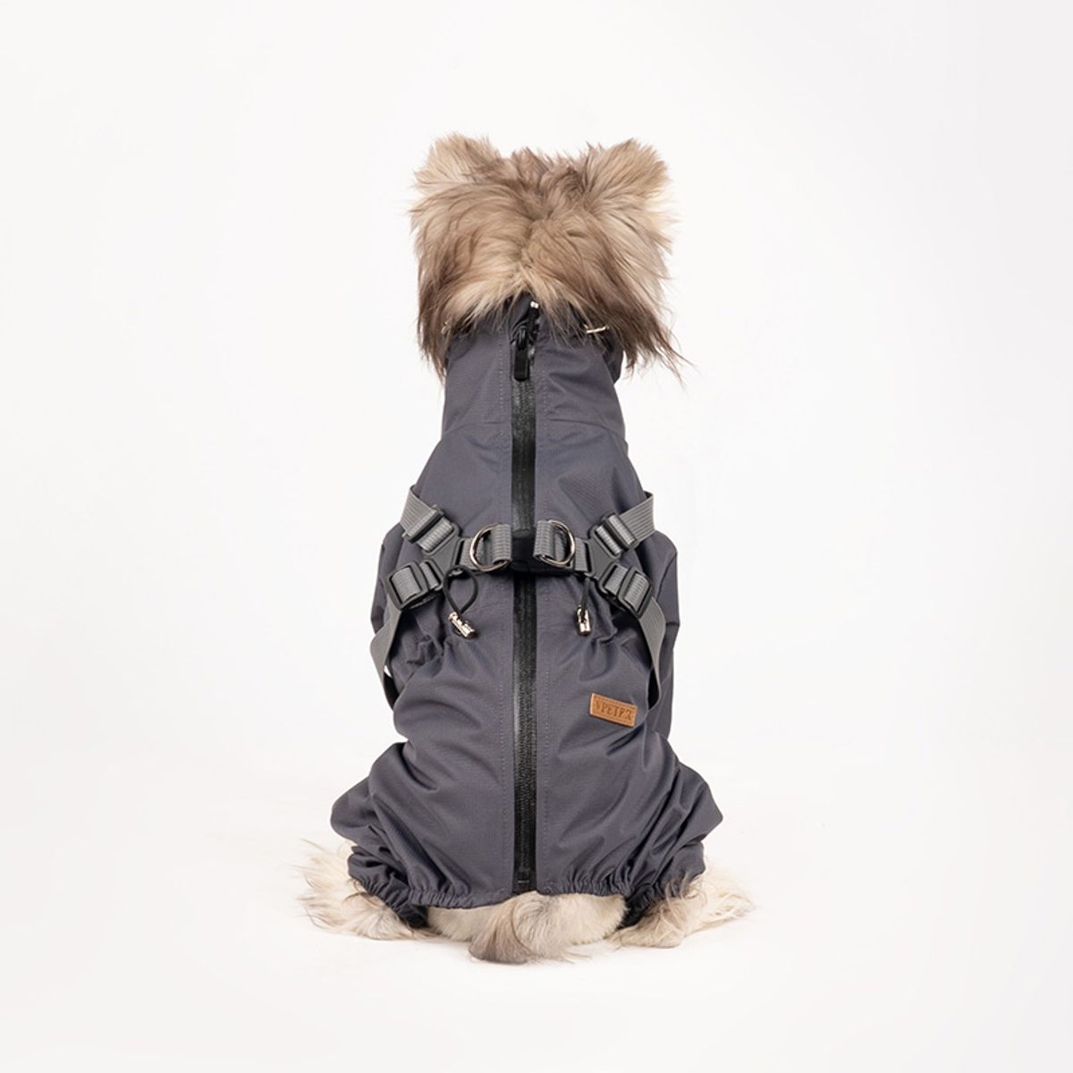 Grå fire-bens overall til hund, vann og vindtett