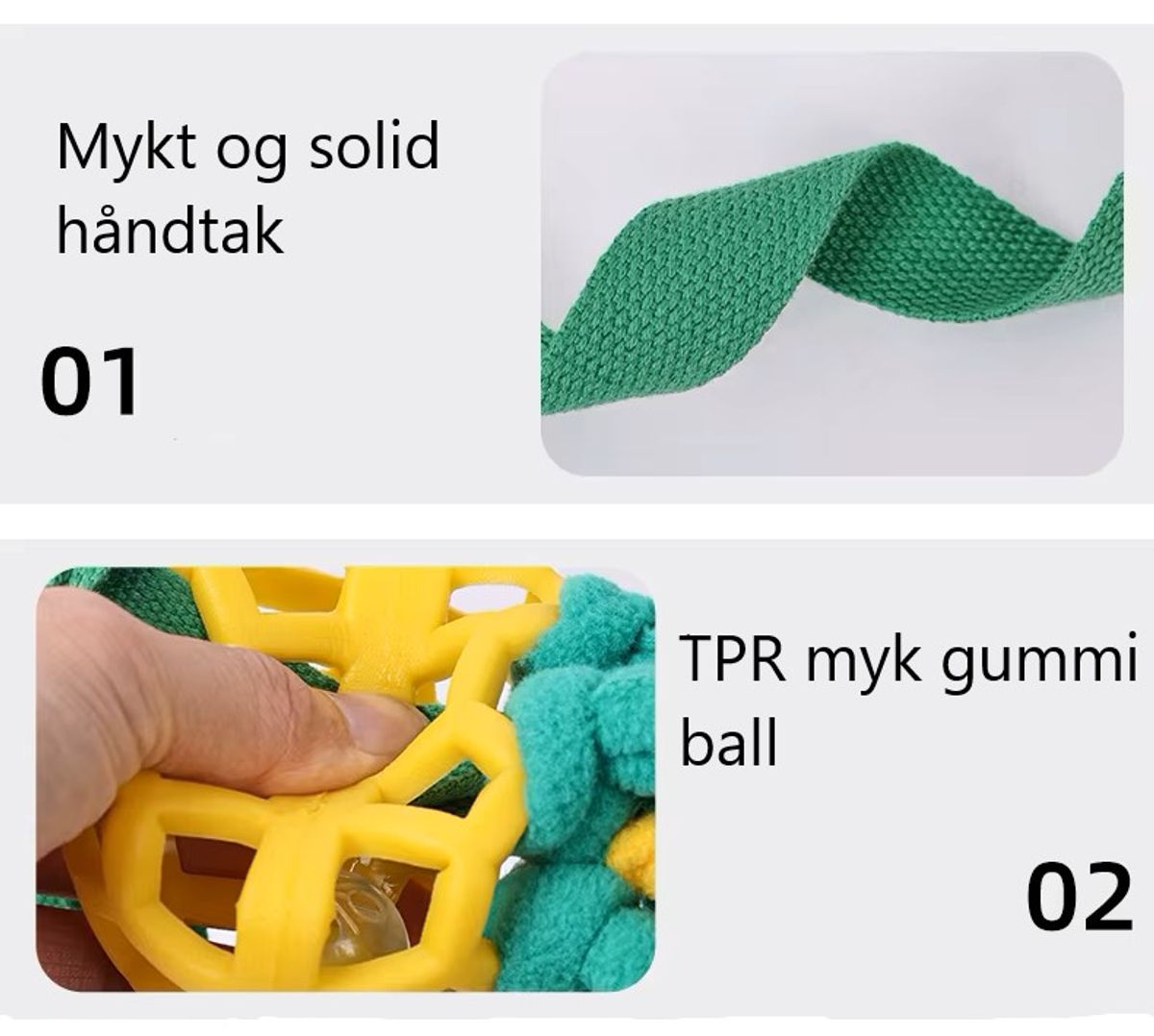 Hundeleke med ulike teksturer