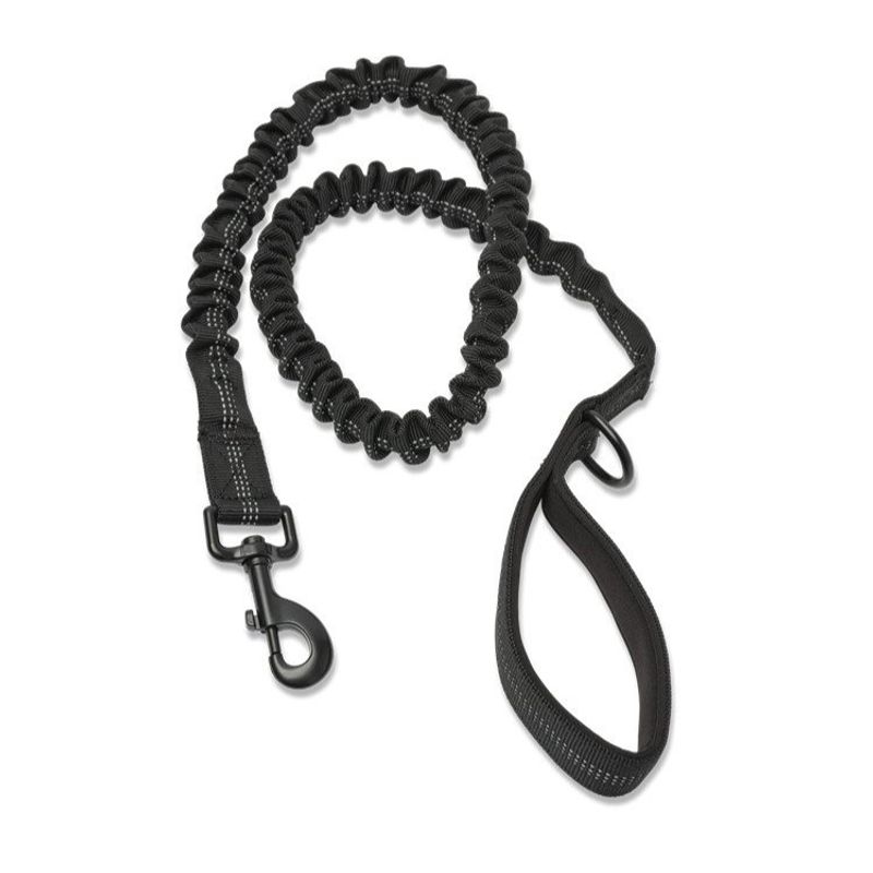 Sort lenke med stretch - hundebånd 120cm