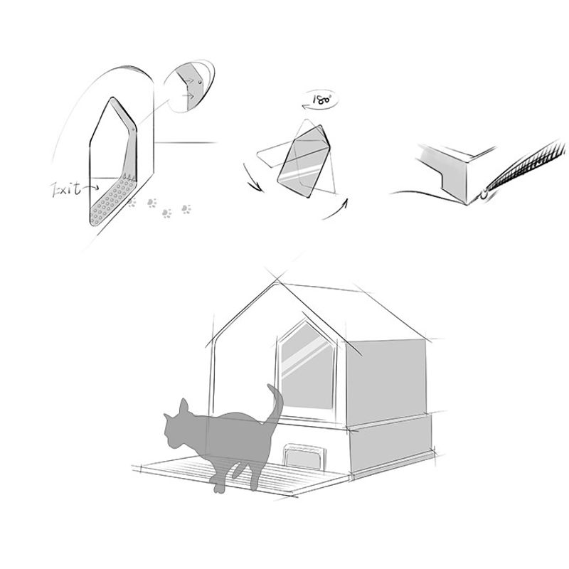 Grå design kattedo med lokk: Kattetoalett hus