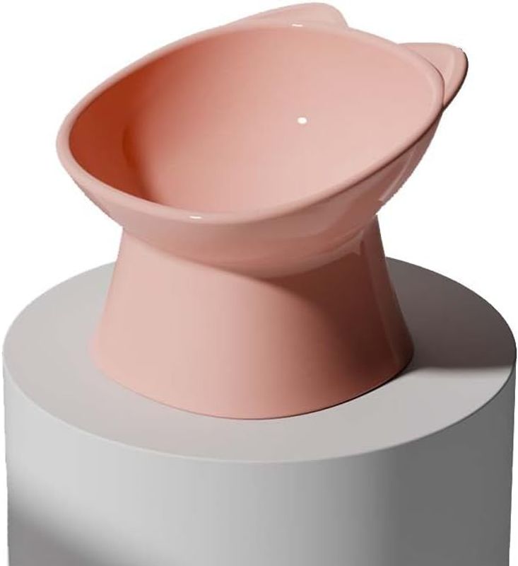 Rosa ergonomisk opphøyet designskål til katt
