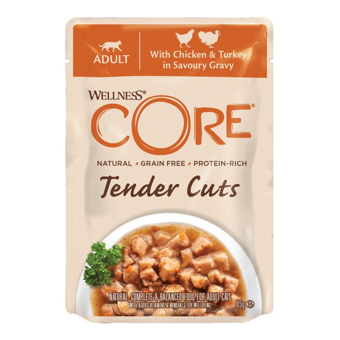 Hovedbilde CORE Tender Cuts Turkey Selection Multipack våtfôr til katt 6pk