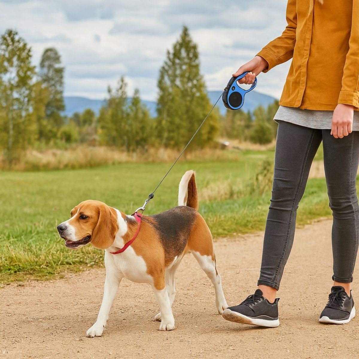 Sort/Grått uttrekkbart fleksibelt hundebånd 5 meter