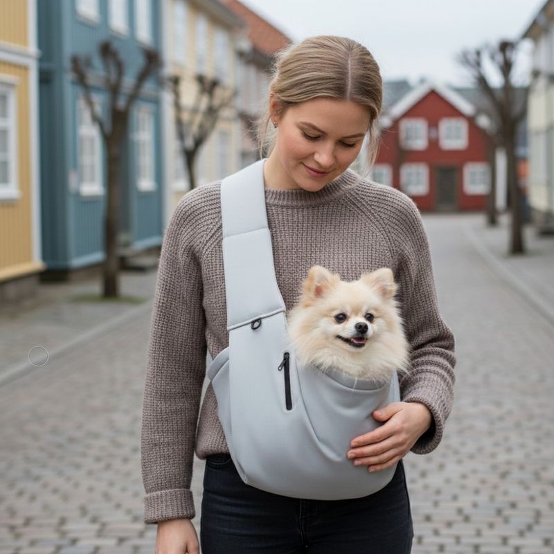 Lys grå crossbody hund- og katteveske 