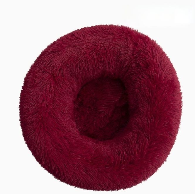Hovedbilde Burgunder donut hundeseng - Fluffy rund hunde - og katteseng, 2 str