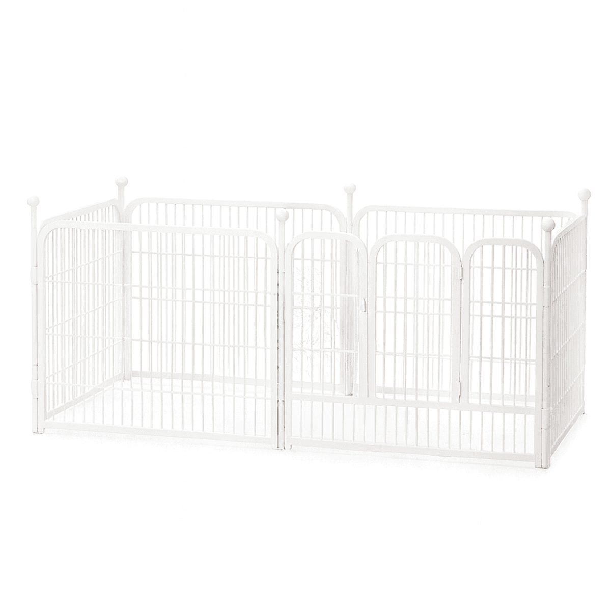 Solid hundegård i hvitt metall 160x80x80 cm