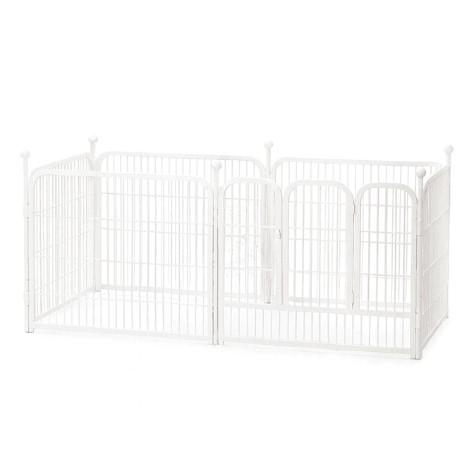 Hovedbilde Solid hundegård i hvitt metall 160x80x80 cm