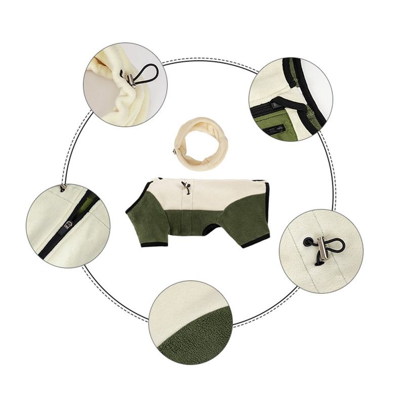 Grønn og beige polarfleece hundedress