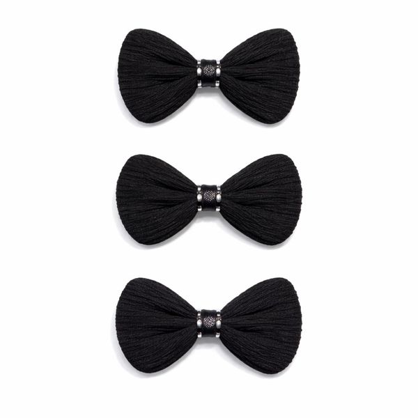 Hovedbilde 3pk pelssløyfer med spenne - sorte