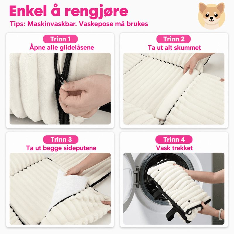 Hvitt multifunksjonelt bilsete til hund i mykt og komfortabelt design