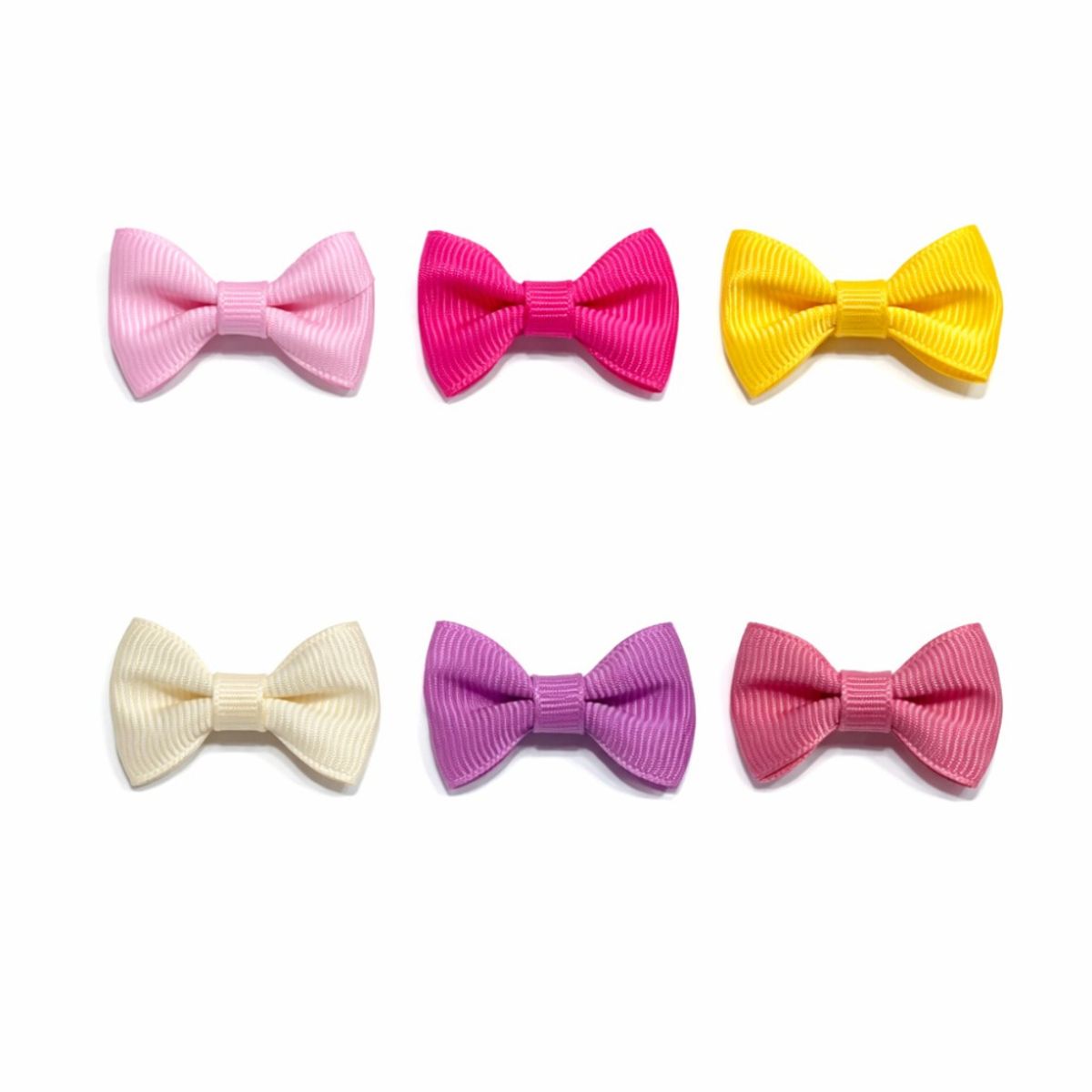 6pk ensfargede toppsløyfer med spenne - friske farger