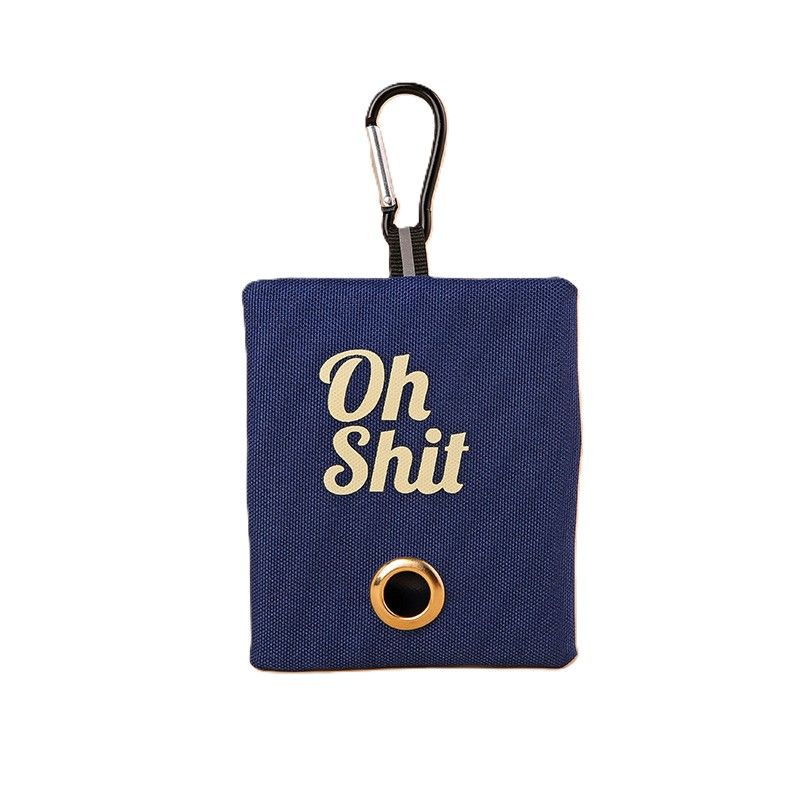 Mørk blå hundeposeholder - Oh Shit